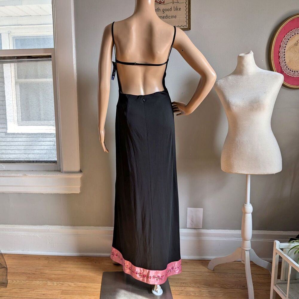 NWT Vintage 90s Papell Boutique Prom Gown Whimsygoth Satin Floral Embroidery 6 - Picture 14 of 14